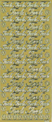 Peel-off's sticker Tack guld