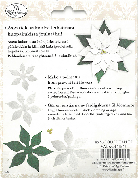 Huopakukat Joulutähti valkoinen 5kpl