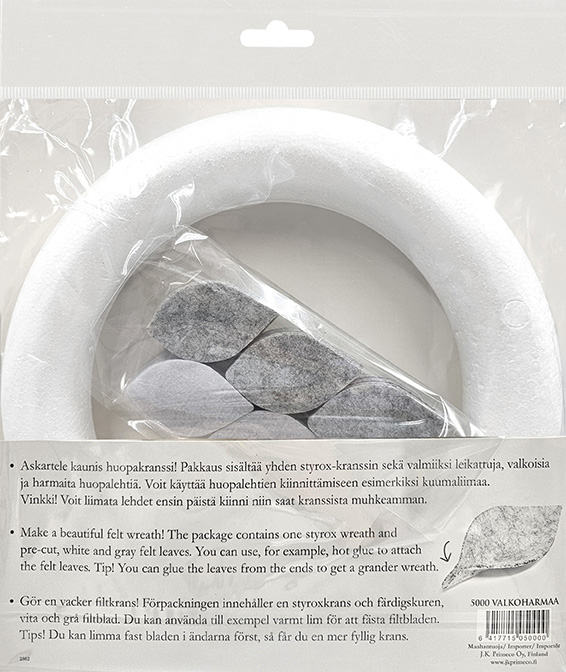 DIY-Huopakranssi valkoharmaa