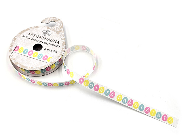 Satiininauha 1cm x 5m Iloista pääsiäistä