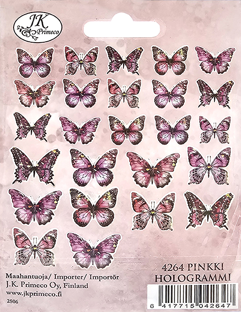 Tarra Perhoset pinkki hologrammi 25kpl