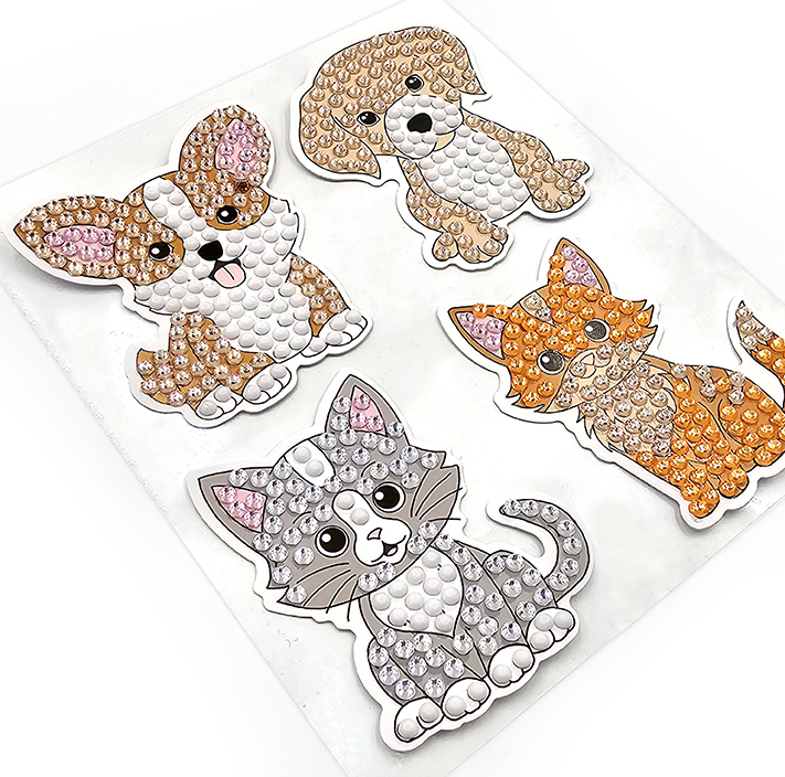 Timanttimaalaustarra Kissat ja koirat 4kpl