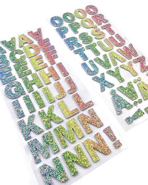 Glittersoftistarra Kirjaimet pastelli 2ark