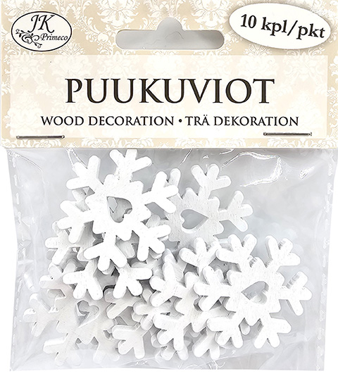 Puukuviot Lumihiutale valkoinen 10kpl