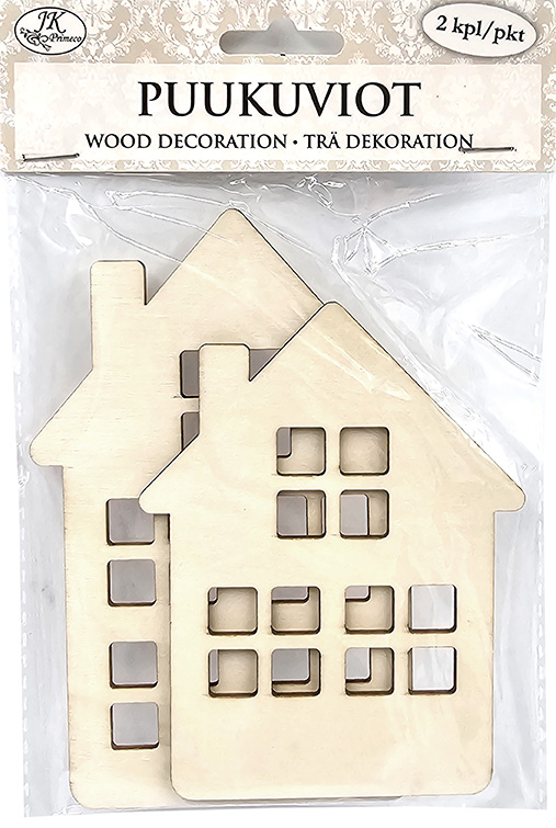 Wood decorations Big houses 2pcs
