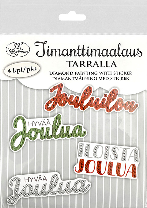 Timanttimaalaustarra Joulutekstit harmaa 4kpl