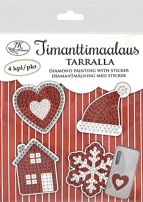 Diamond painting with sticker Christmas pictures red 4pcs