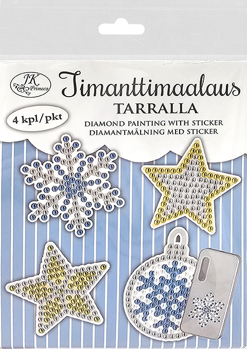 Timanttimaalaustarra Tähdet ja lumihiutaleet 4kpl