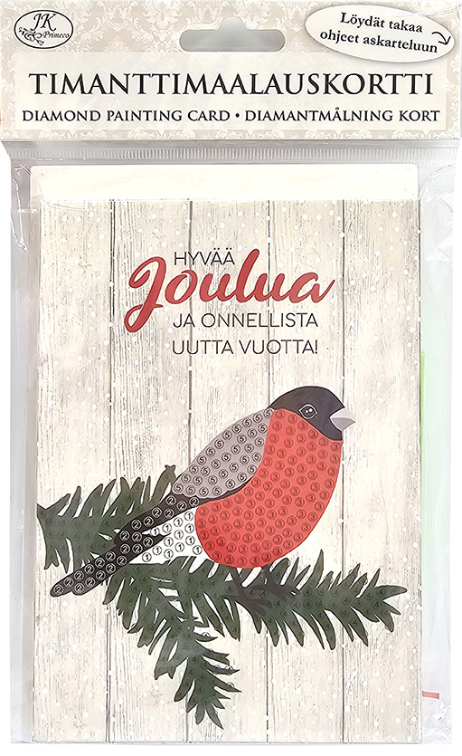 Diamond painting card Punatulkku 5pcs