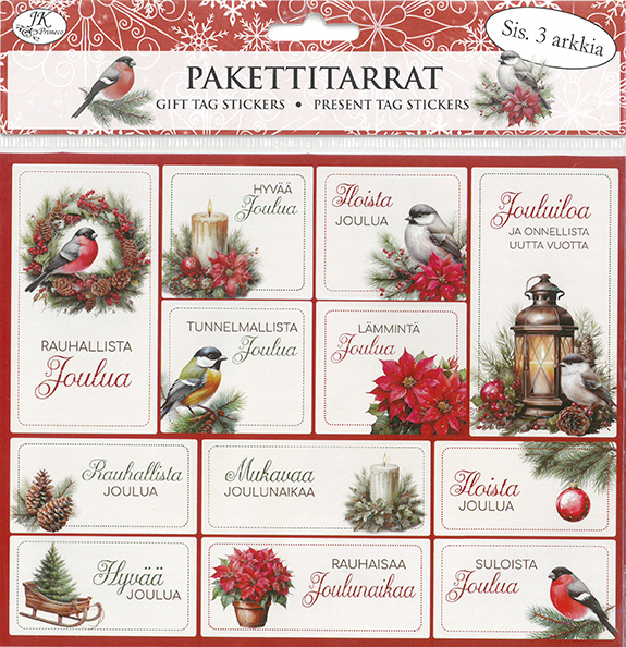 Gift tag sticker Joululinnut 3pcs
