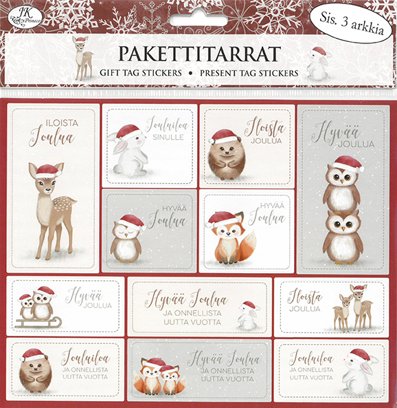 Gift tag sticker Metsäneläimet joulu 3pcs