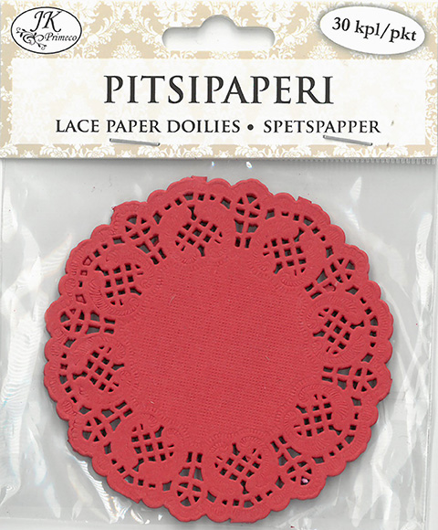 Lace paper Circle red 30pcs