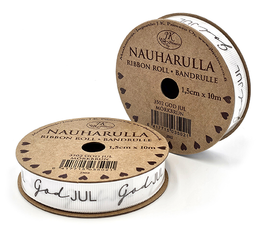 Ribbon roll 1.5cm x 10m God jul mörkbrun