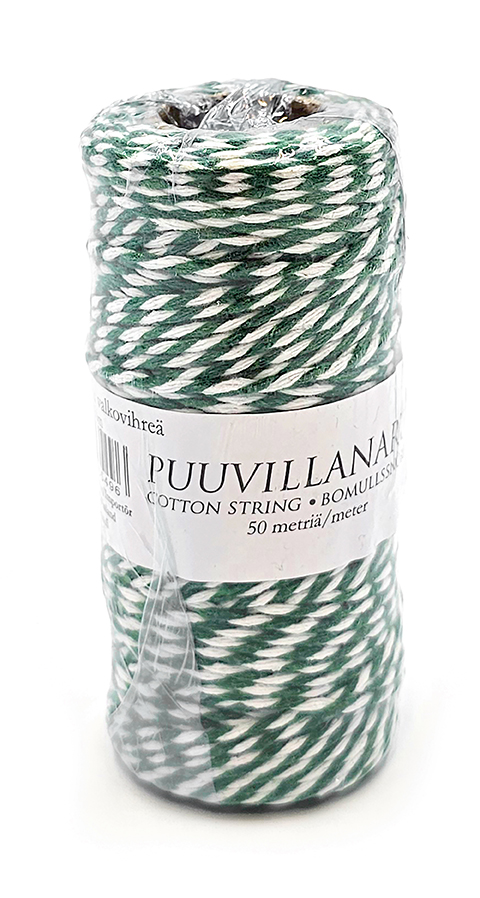 Puuvillanaru 2mm x 50m valkovihreä