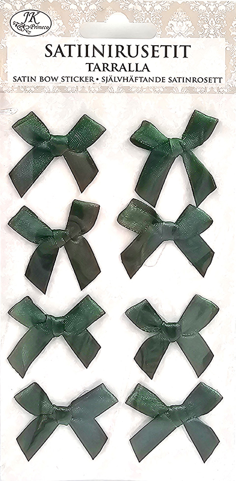 Satin bow sticker dark green