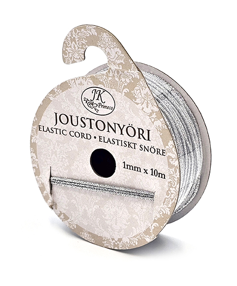 Joustonyöri 1mm x 10m hopea glitter