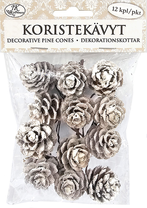 Decorative pine cones with frost 12pcs
