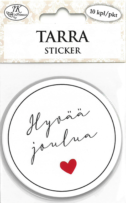 Sticker round Hyvää joulua valkoinen 10pcs
