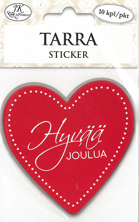 Sticker heart Hyvää joulua punainen 10pcs