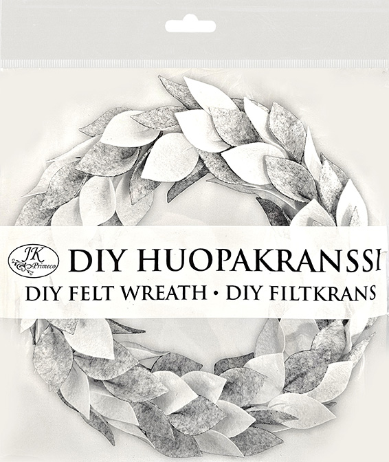 DIY Felt wreath white/grey