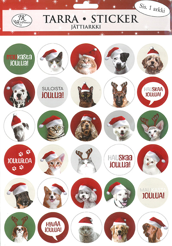Giant sticker Kissat ja koirat joulu
