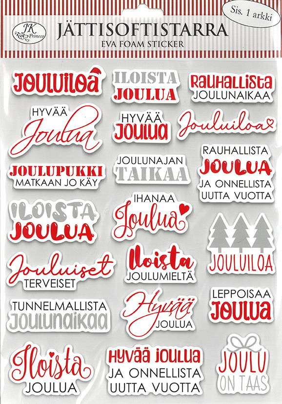 Jättisoftistarra-arkki Joulutekstit punaharmaa