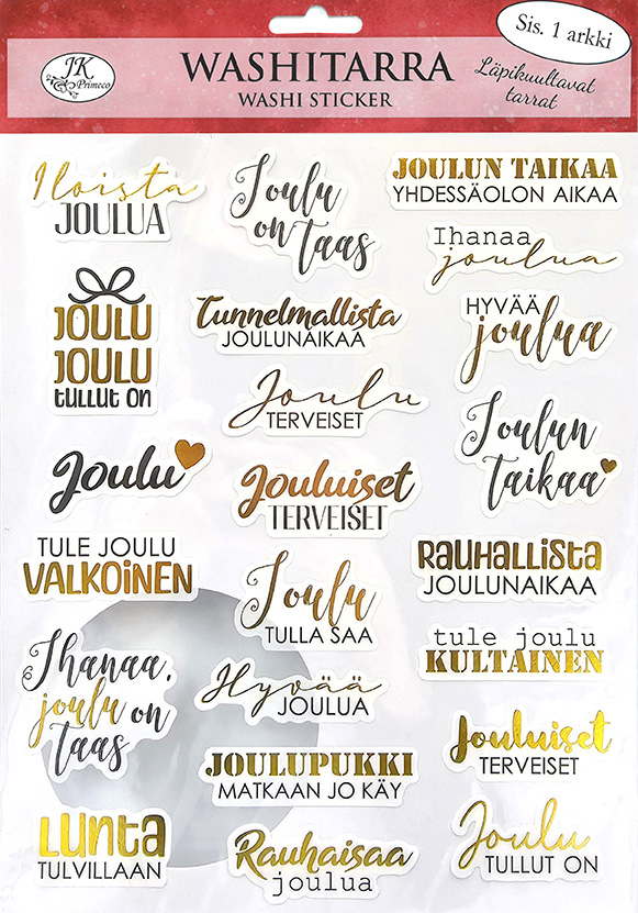 Washi sticker Joulutekstit musta/kulta