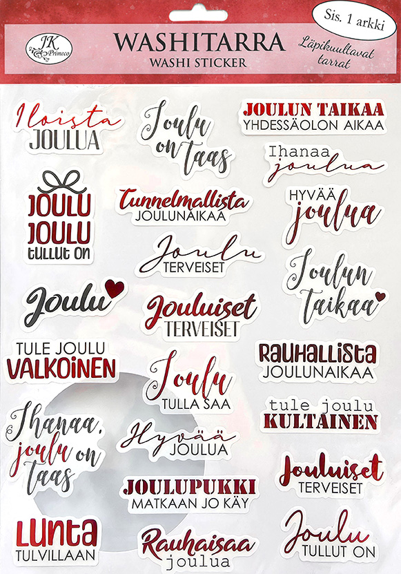 Washi sticker Joulutekstit punamusta