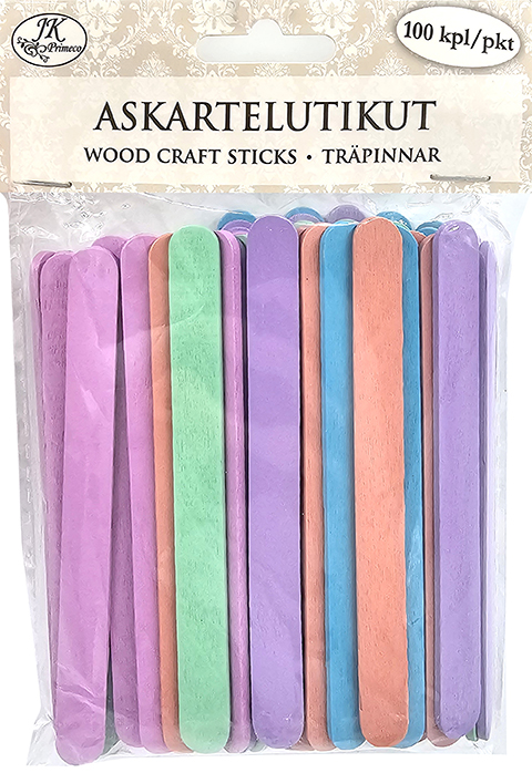 Wood craft sticks pastel assortment 100pcs