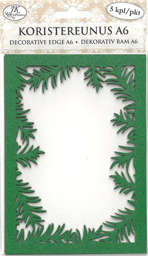 Decorative edge A6 Twigs green glitter 5pcs