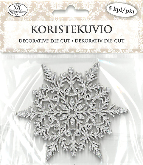 Koristekuvio Lumihiutale glitter hopea 5kpl