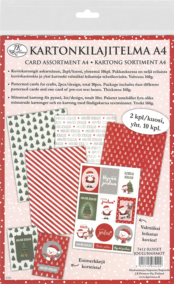 Card assortment A4 Iloiset jouluhahmot 10pcs