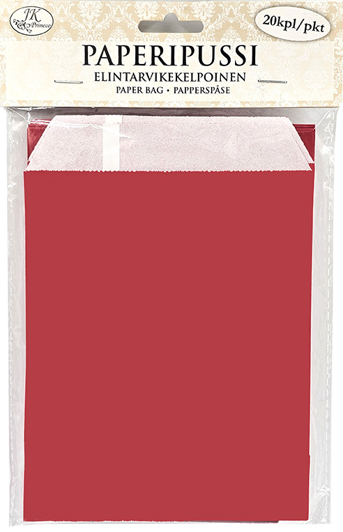 Paper bag 18 x 13cm red 20pcs