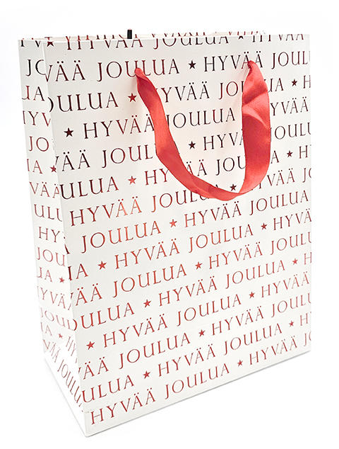 Gift bag M Hyvää joulua punafolio valkoinen