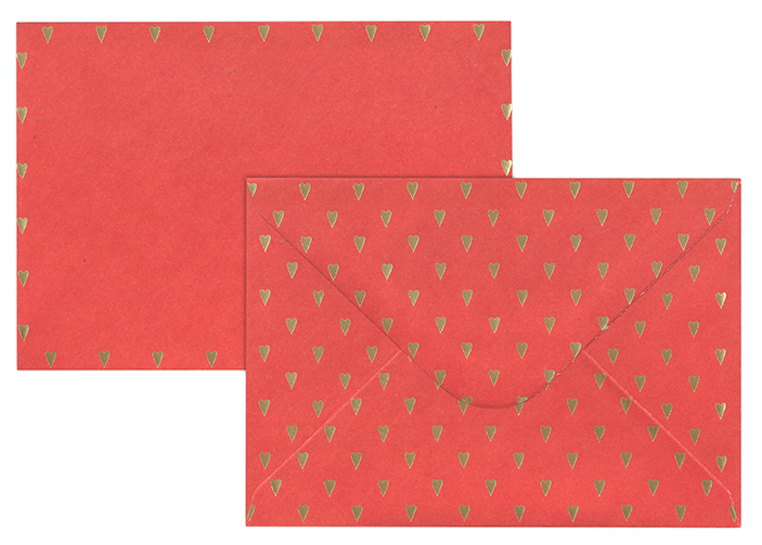 Foil envelope C6 Hearts gold red 10pcs