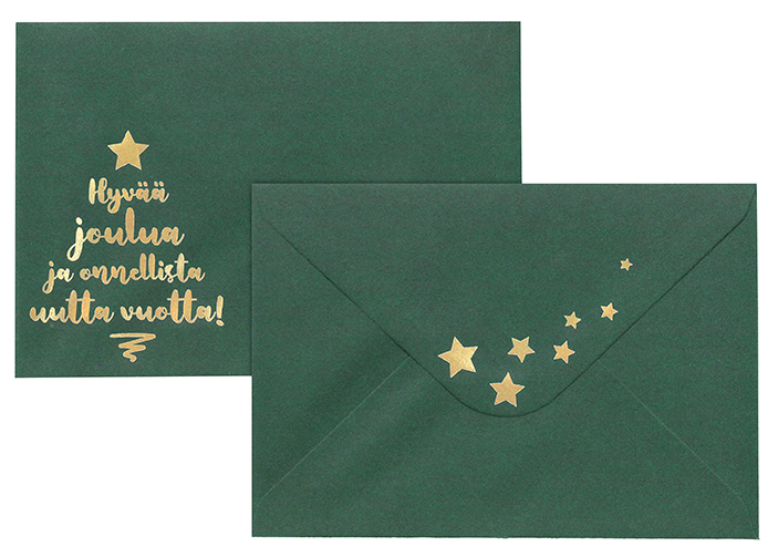 Foil envelope C6 Hyvää joulua kulta tummanvihreä 10pcs