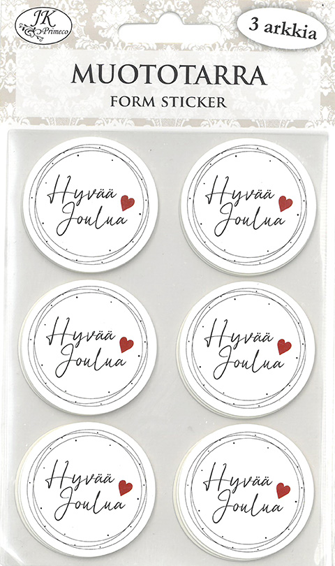 Form sticker Hyvää joulua moderni musta 3 sheets