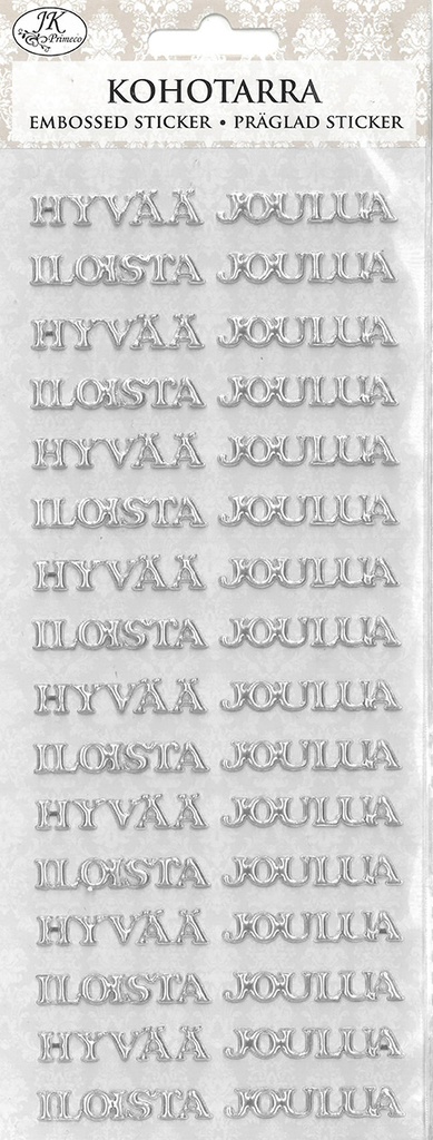 Embossed sticker Hyvää joulua hopea