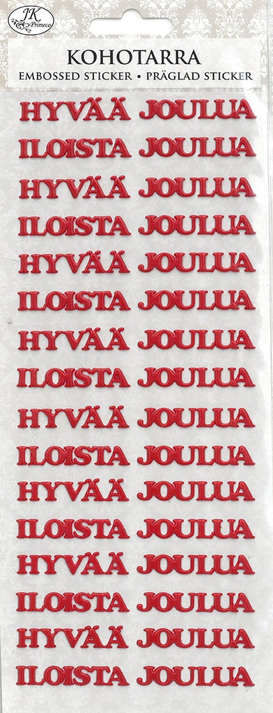 Embossed sticker Hyvää joulua punainen