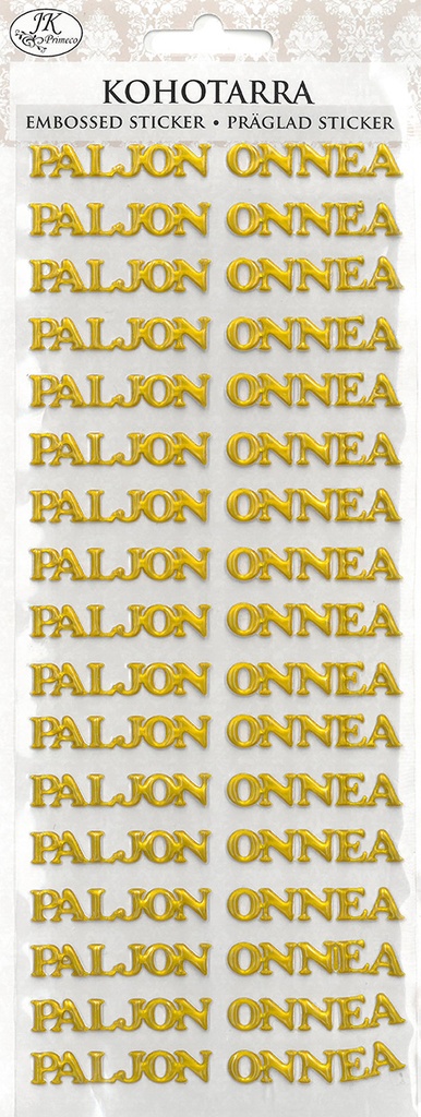 Embossed sticker Paljon onnea kulta