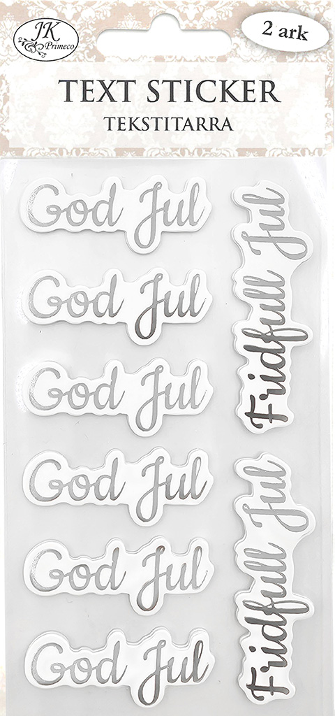 Text sticker God jul silver 2 sheets