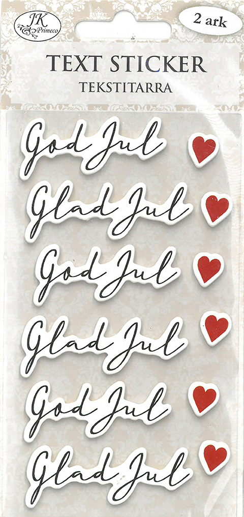 Text sticker God jul svart 2 sheets