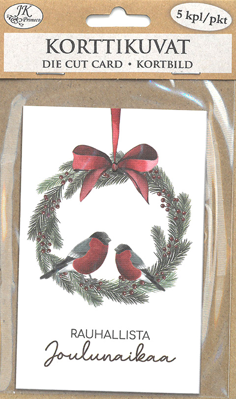 Die cut card Lumo Punatulkut ja kranssi 5pcs