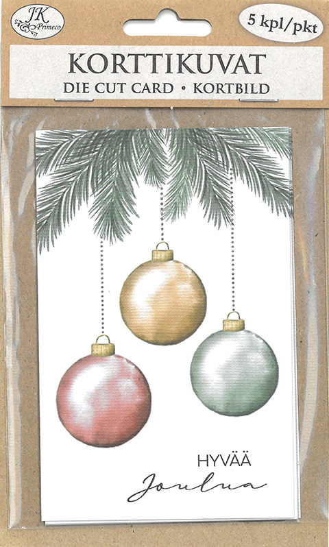 Die cut card Lumo Joulupallo ja teksti 5pcs