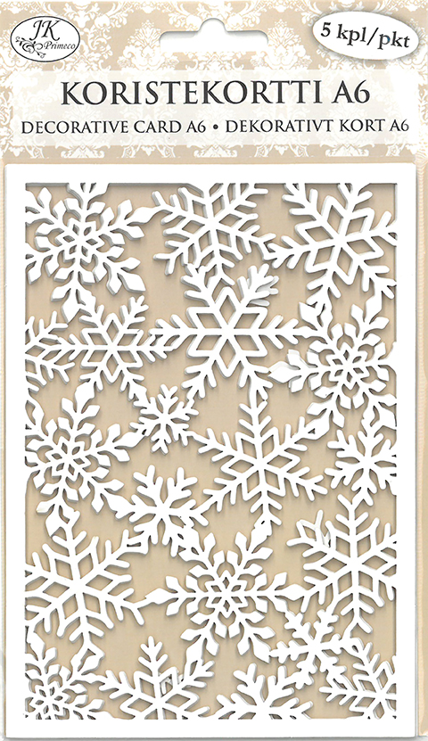 Decorative card A6 Big snowflakes white 5pcs