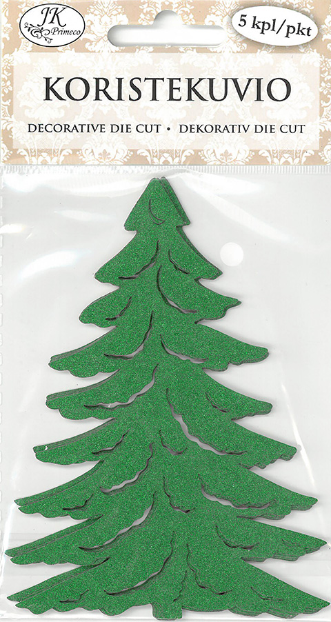 Decorative die cut Spruce green glitter 5pcs