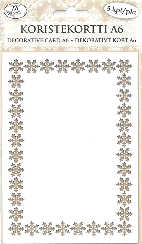 Decorative card A6 Snowflake edge white 5pcs