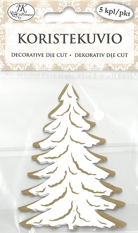 Decorative die cut Spruce white gold foil 5pcs