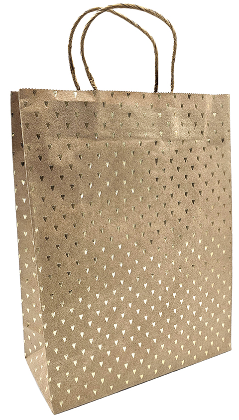 Gift bag XL Heart gold foil recycled brown