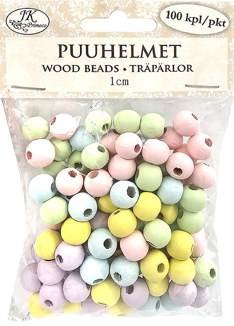 Puuhelmet 1cm pastellilajitelma 100kpl